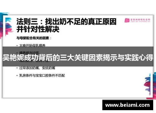吴艳妮成功背后的三大关键因素揭示与实践心得